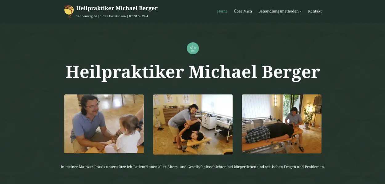 Konzept und Umsetzung der Webseite Heilpraktiker Michael Berger, Mainz