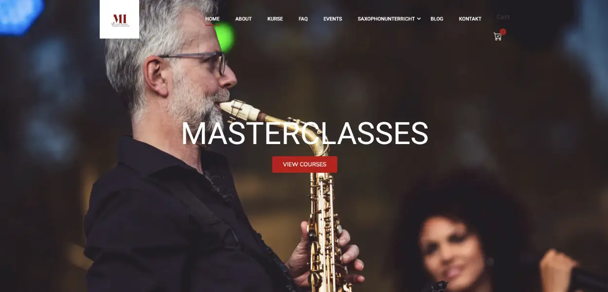 Webseitengestaltung und Konzeption der Webseite. Beispiel masterclass-improvisation.de